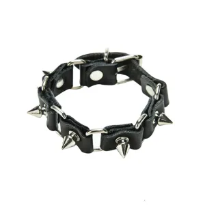 1 Pc Cool Wolf Tooth Bangle Cuff Bracelet Fashion Gothic Metal Cone Stud Spikes Rivet Leather Wristband Men Punk Style