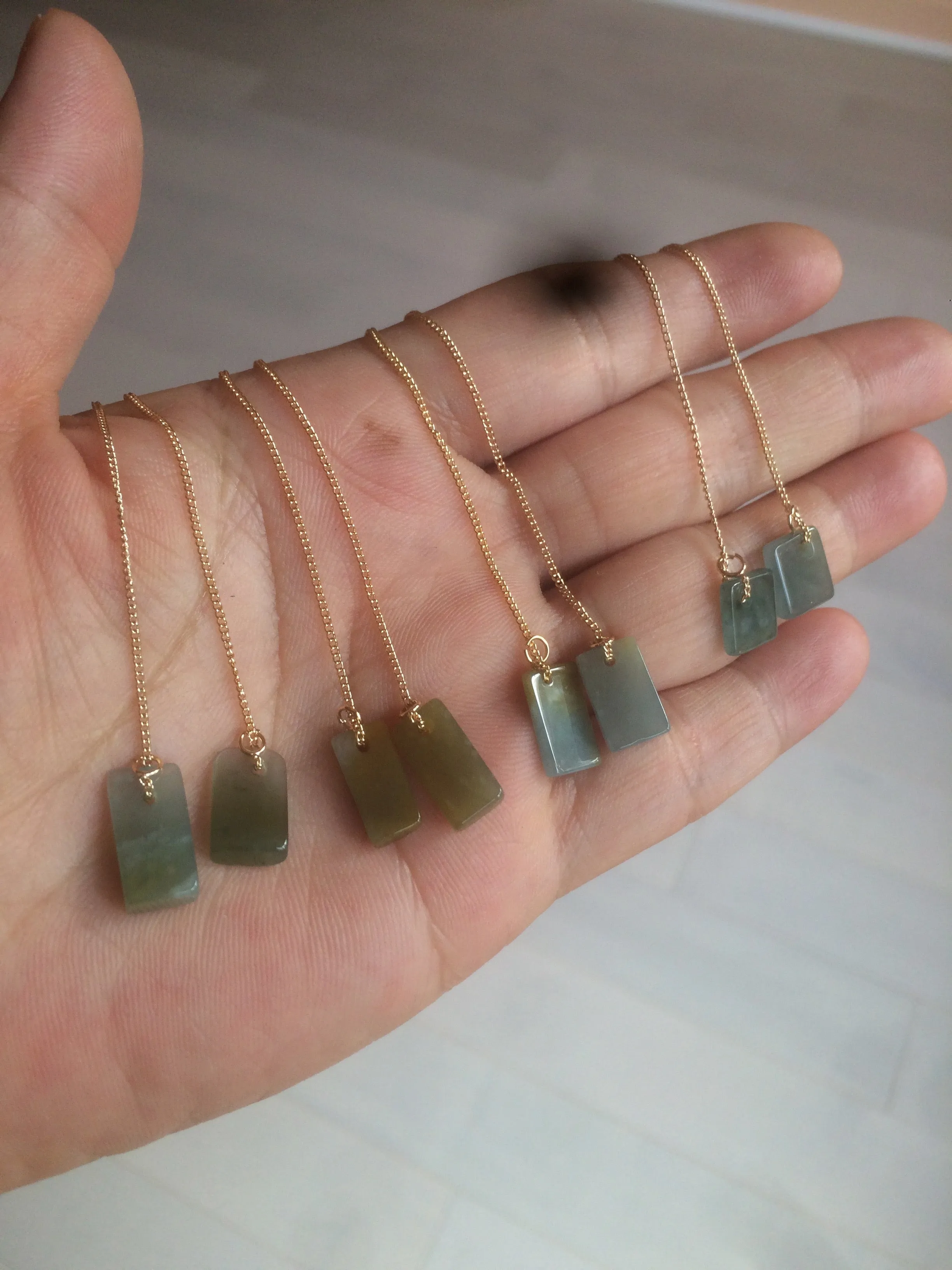 100% Natural icy watery deep sea blue/green/gray safe and sound dangling Guatemala jadeite Jade earring Q125