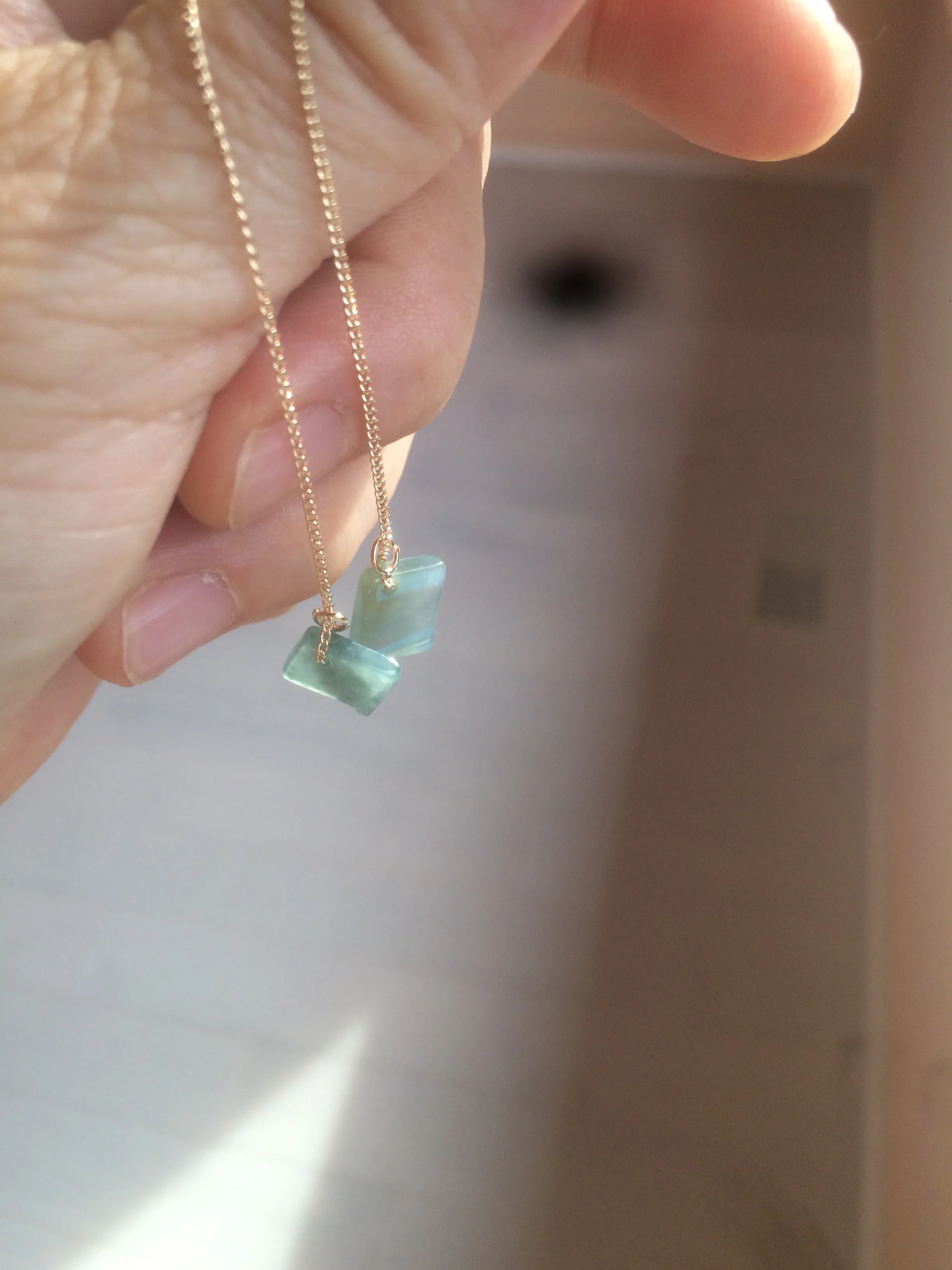 100% Natural icy watery deep sea blue/green/gray safe and sound dangling Guatemala jadeite Jade earring Q125