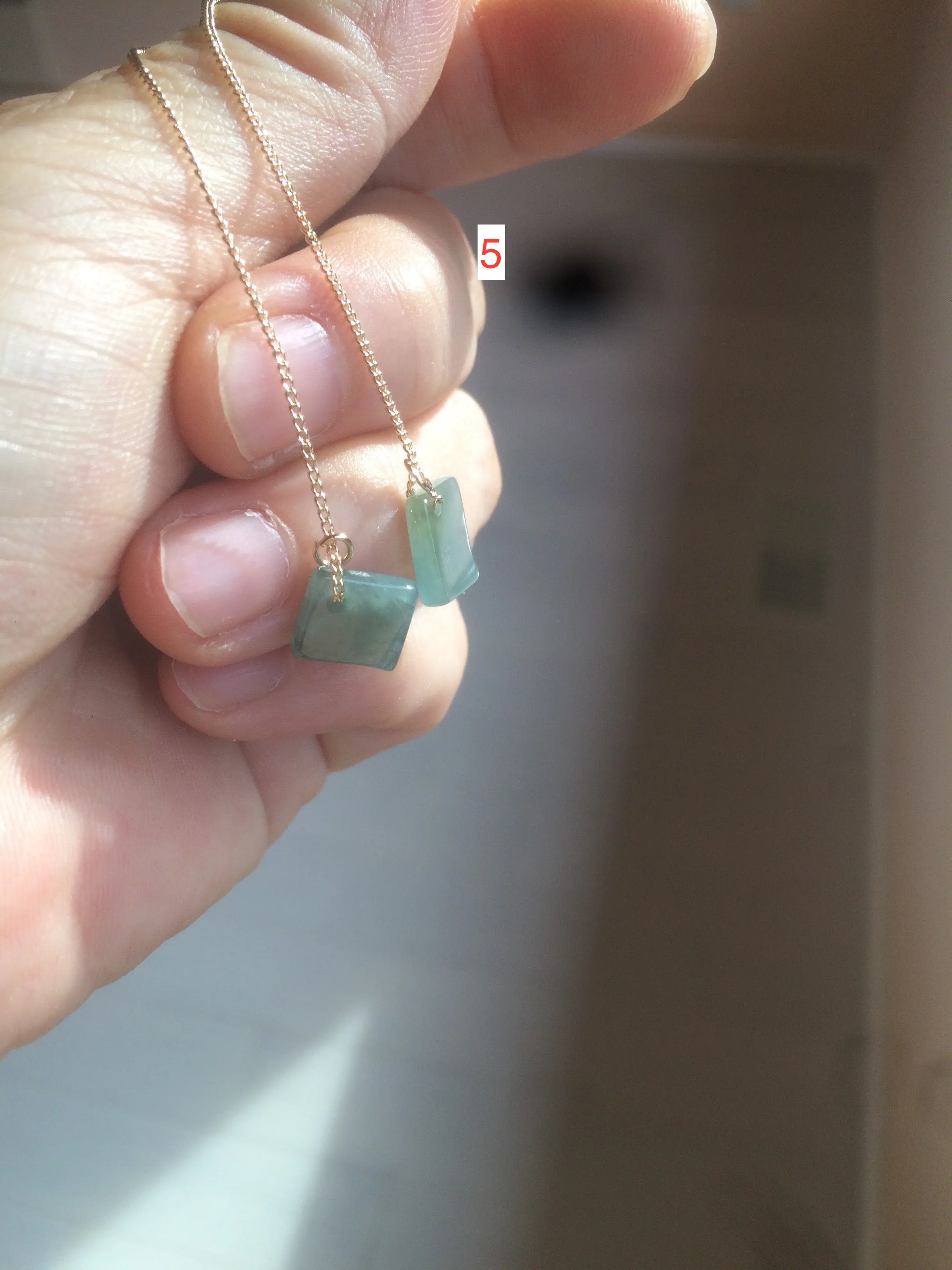 100% Natural icy watery deep sea blue/green/gray safe and sound dangling Guatemala jadeite Jade earring Q125