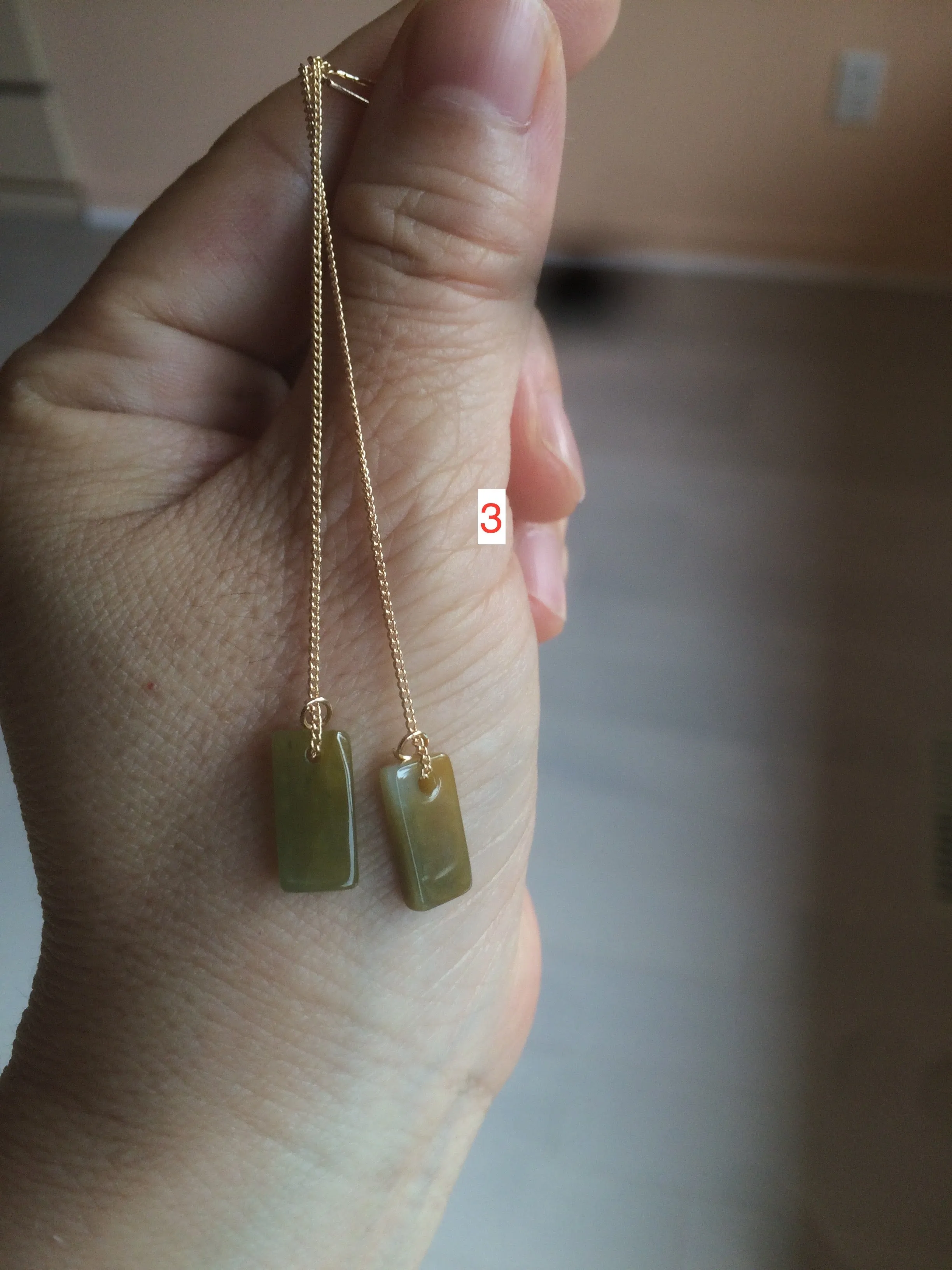 100% Natural icy watery deep sea blue/green/gray safe and sound dangling Guatemala jadeite Jade earring Q125