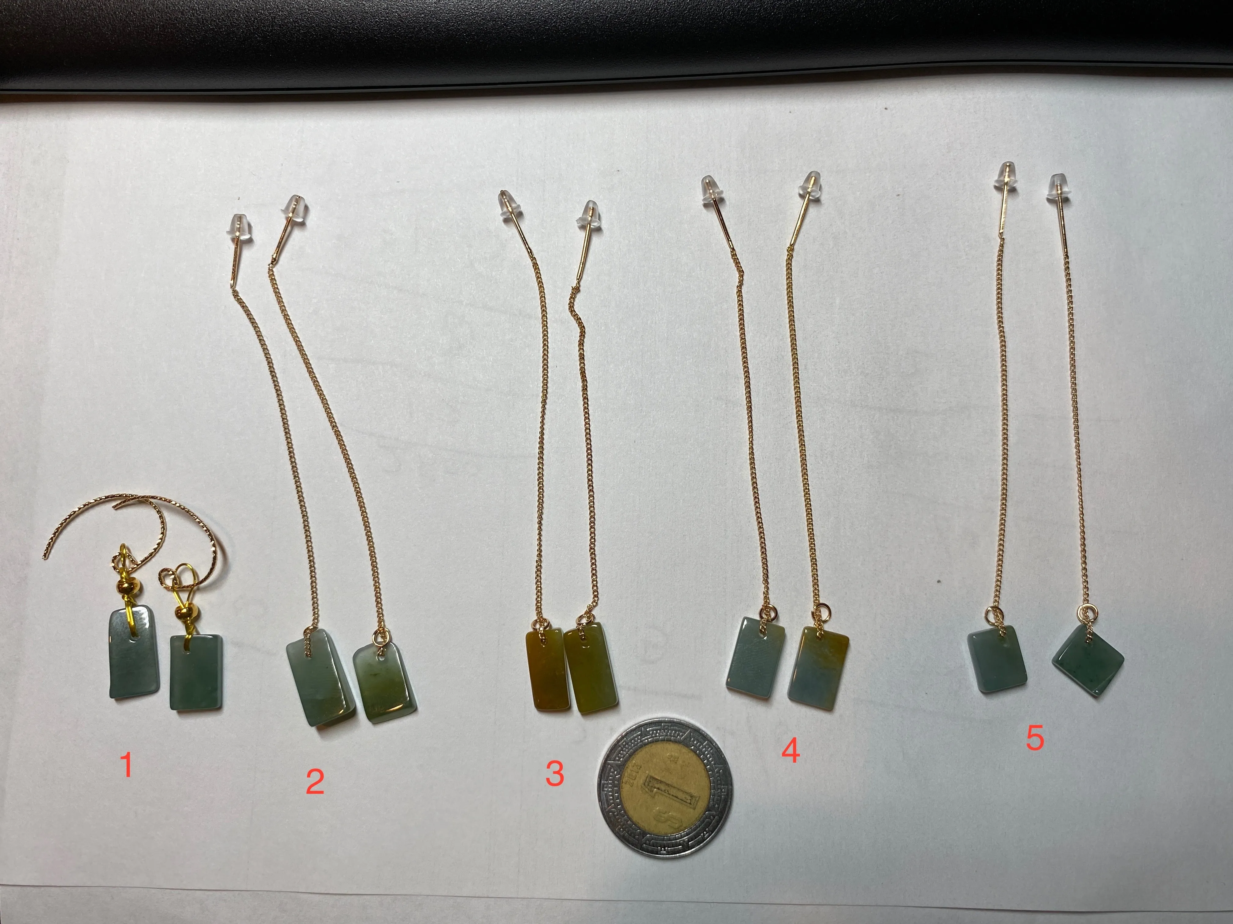 100% Natural icy watery deep sea blue/green/gray safe and sound dangling Guatemala jadeite Jade earring Q125