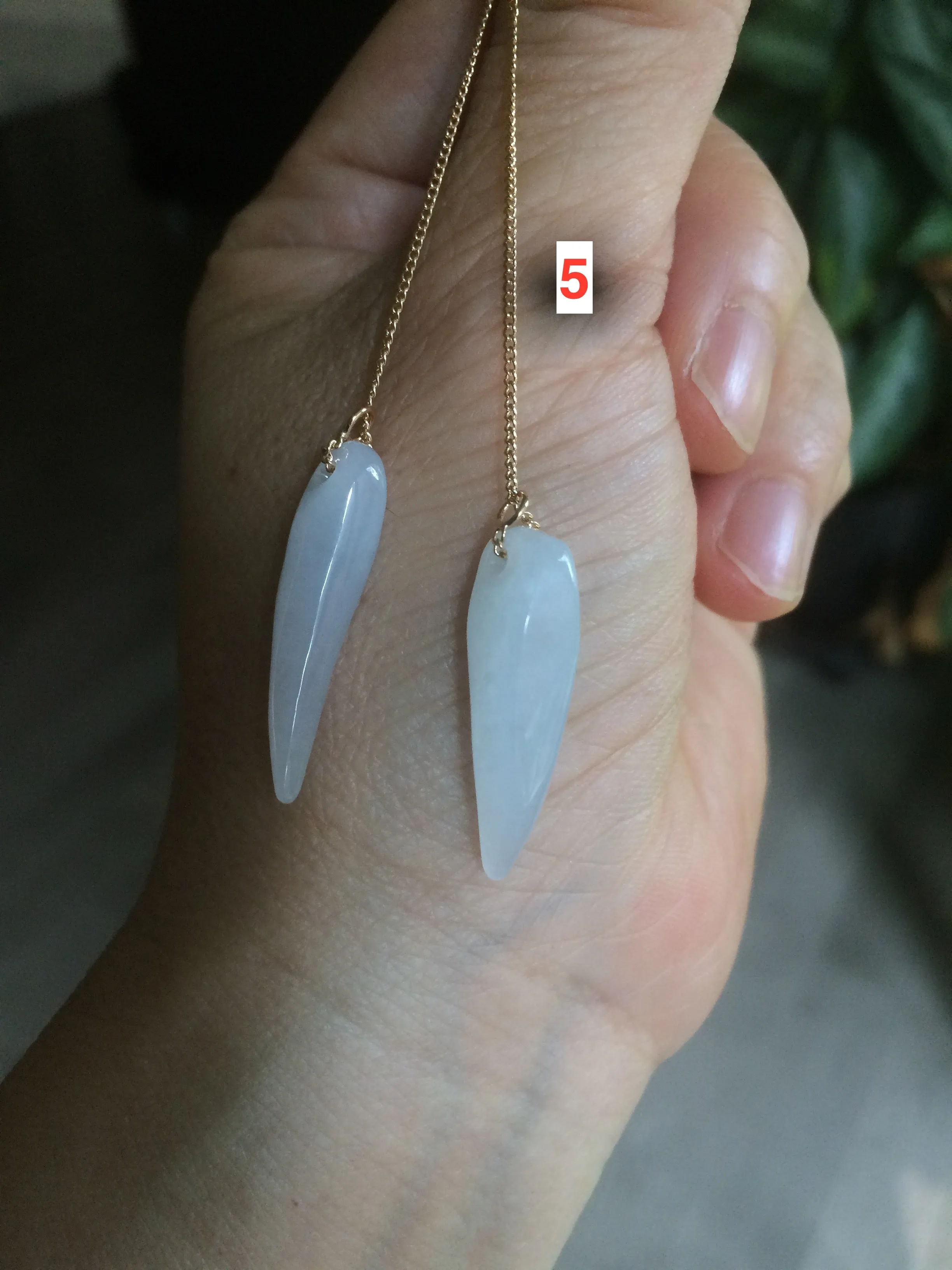 100% Natural type A icy watery purple/green/white Chili Pepper Jadeite Jade earring group B201