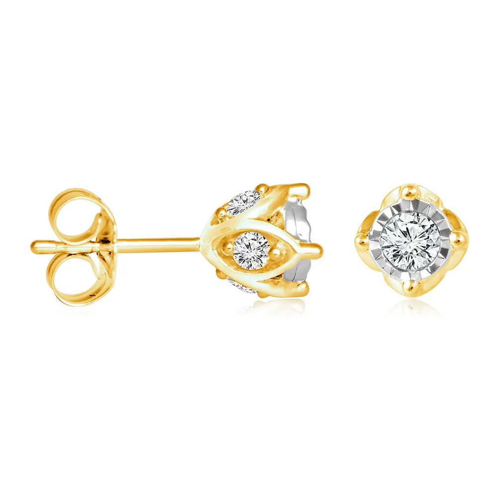 10ct Yellow Gold  1/2 Carat Diamond Stud Earrings