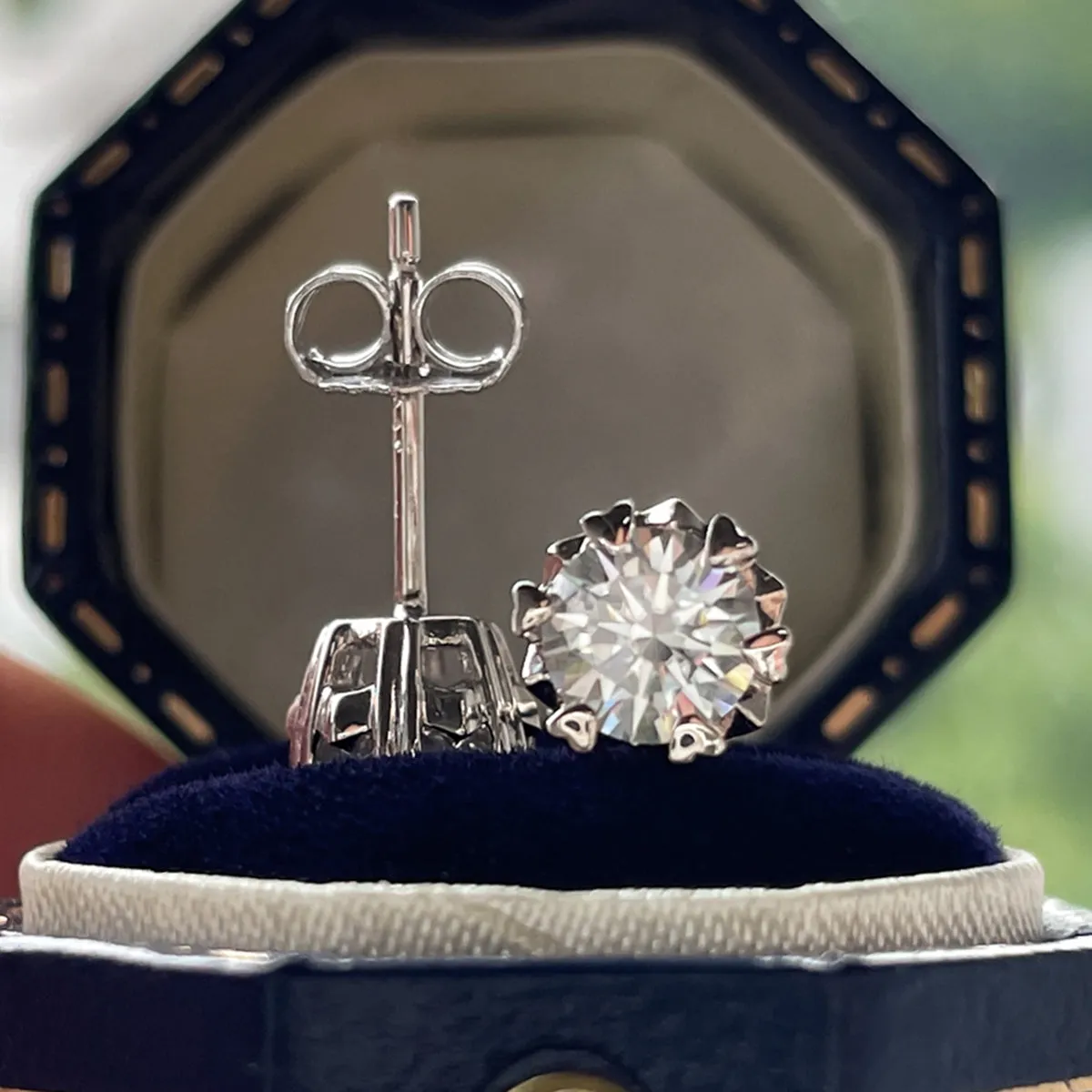 1.0CTTW D Color Moissanite Earrings 925 Sterling Silver Stud Earrings