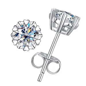 1.0CTTW D Color Moissanite Earrings 925 Sterling Silver Stud Earrings