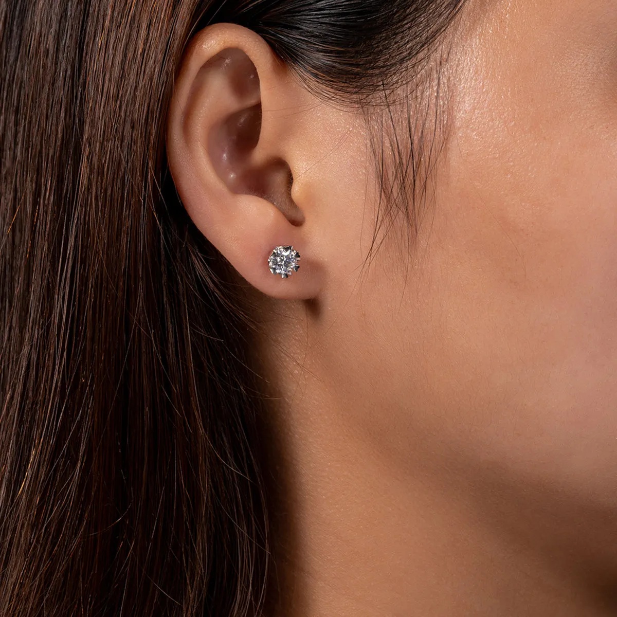 1.0CTTW D Color Moissanite Earrings 925 Sterling Silver Stud Earrings