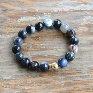 10mm Blue and Black Fire Agate