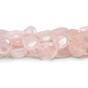 11-21mm Rose Quartz Plain Hearts 12 inch 17 beads