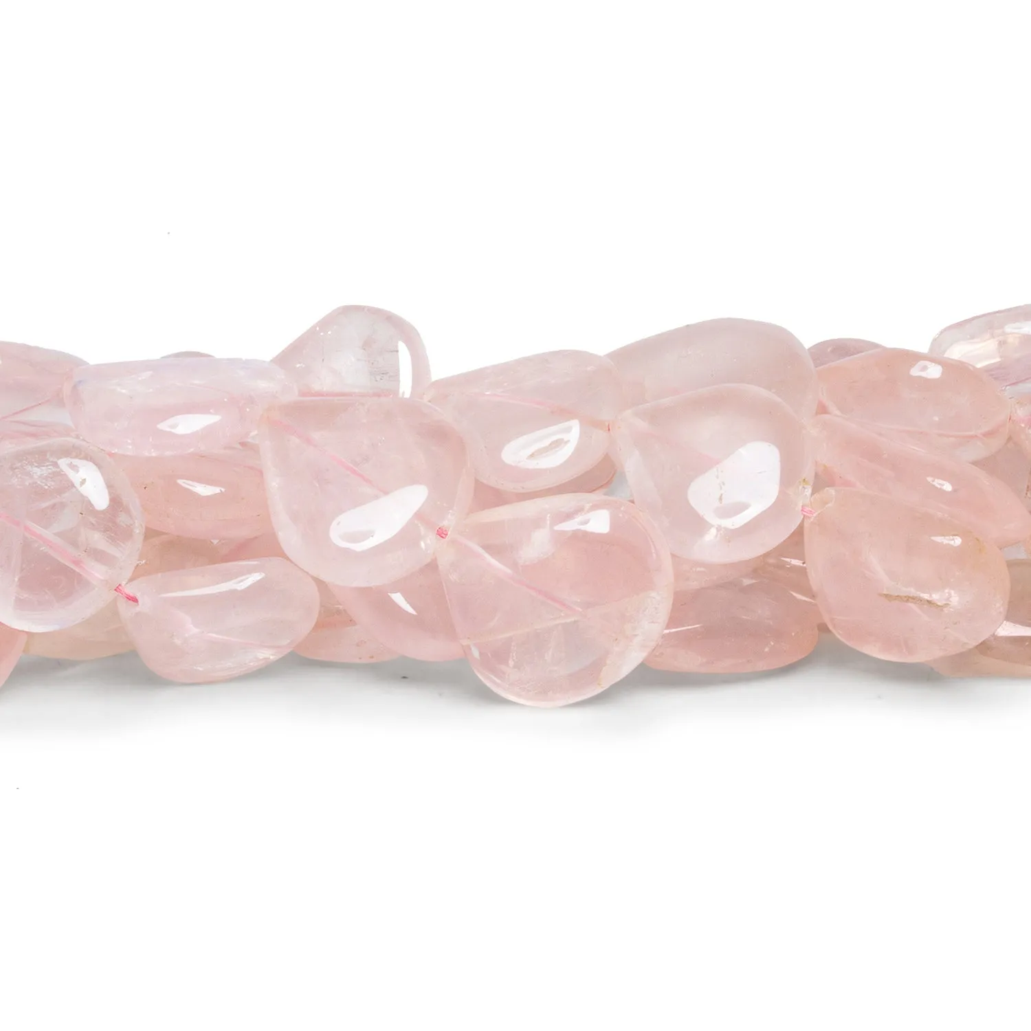 11-21mm Rose Quartz Plain Hearts 12 inch 17 beads