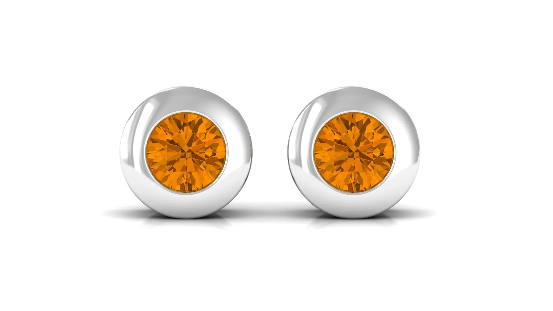 1/2 CT Natural Citrine Solitaire Stud Earrings in Bezel Setting