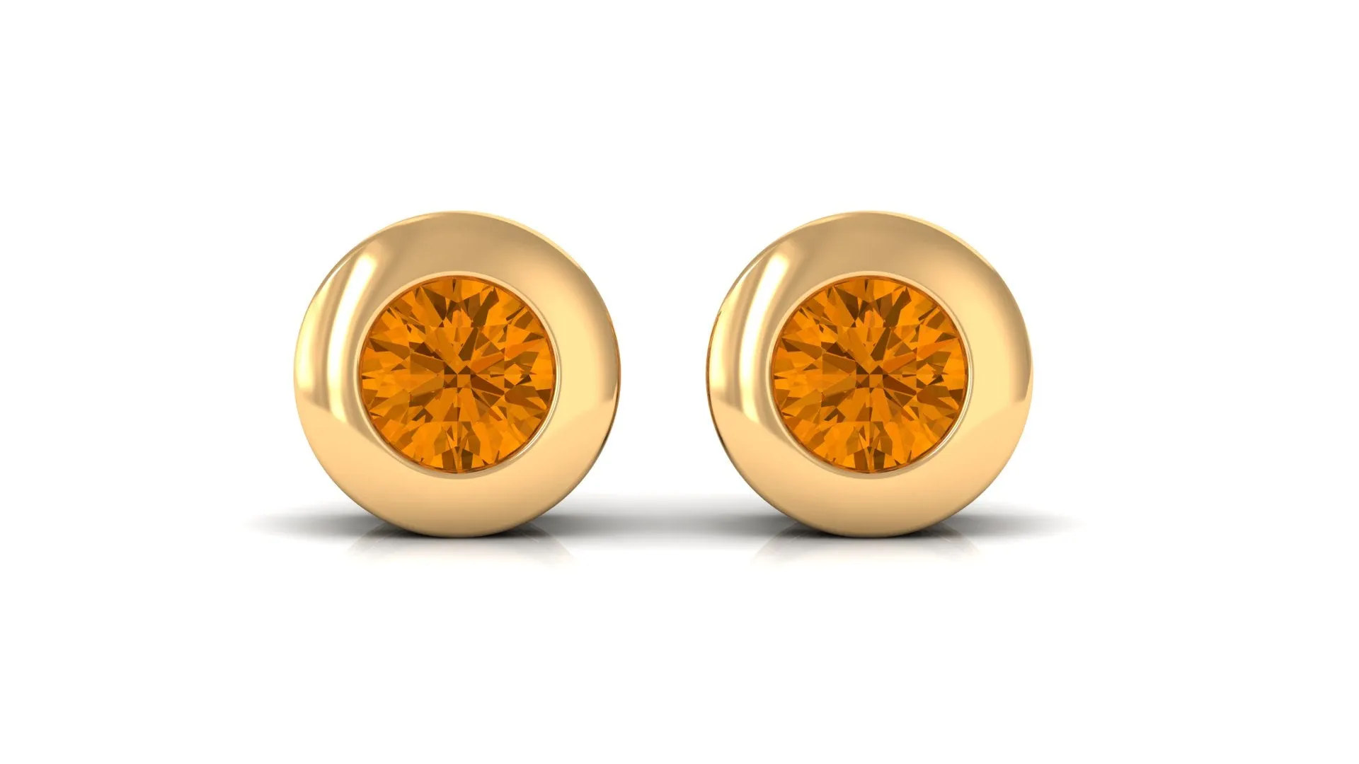 1/2 CT Natural Citrine Solitaire Stud Earrings in Bezel Setting
