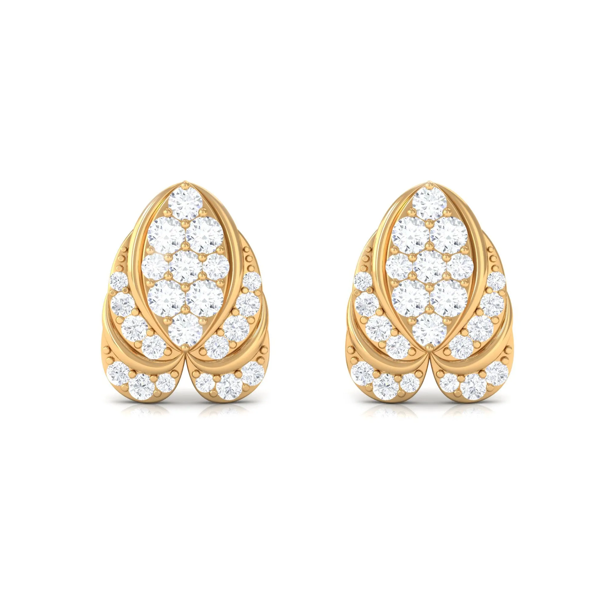 1/2 CT Round Diamond Antique Heart Stud Earrings
