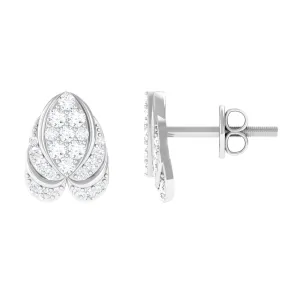 1/2 CT Round Diamond Antique Heart Stud Earrings
