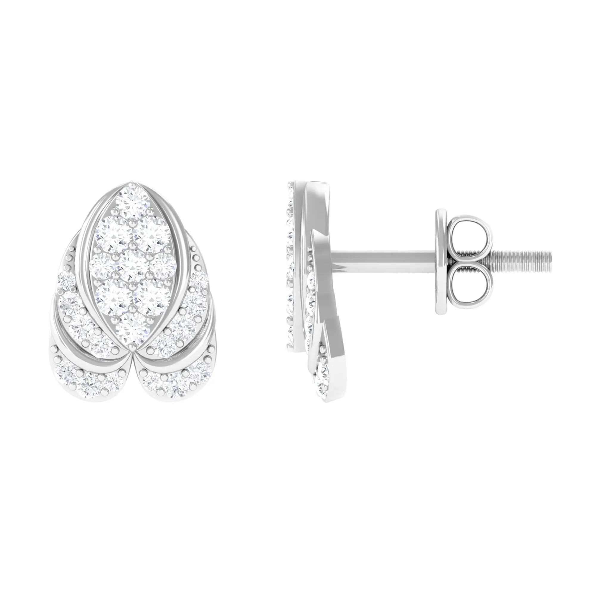 1/2 CT Round Diamond Antique Heart Stud Earrings