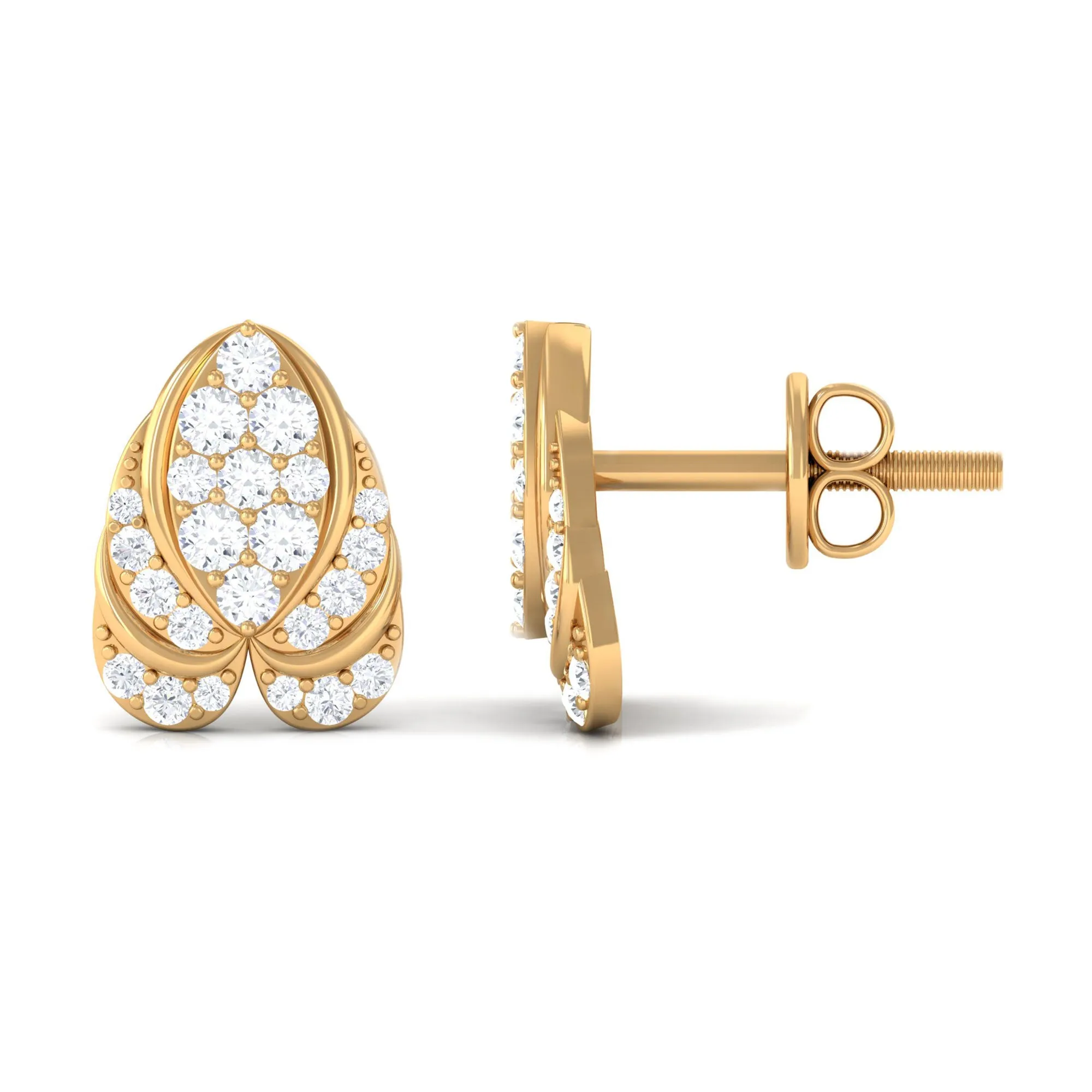1/2 CT Round Diamond Antique Heart Stud Earrings