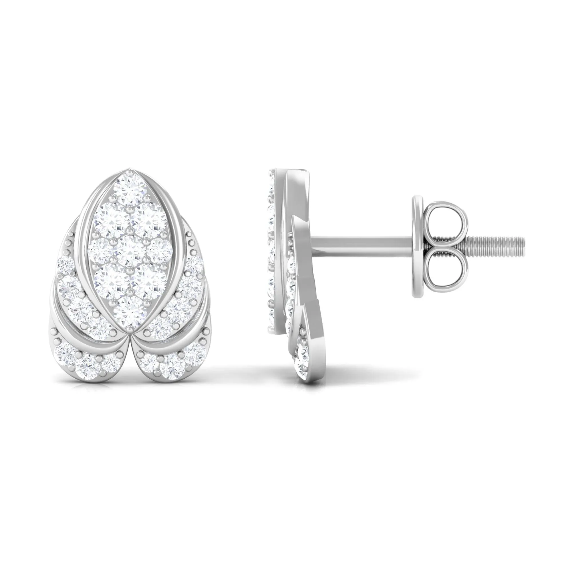 1/2 CT Round Diamond Antique Heart Stud Earrings