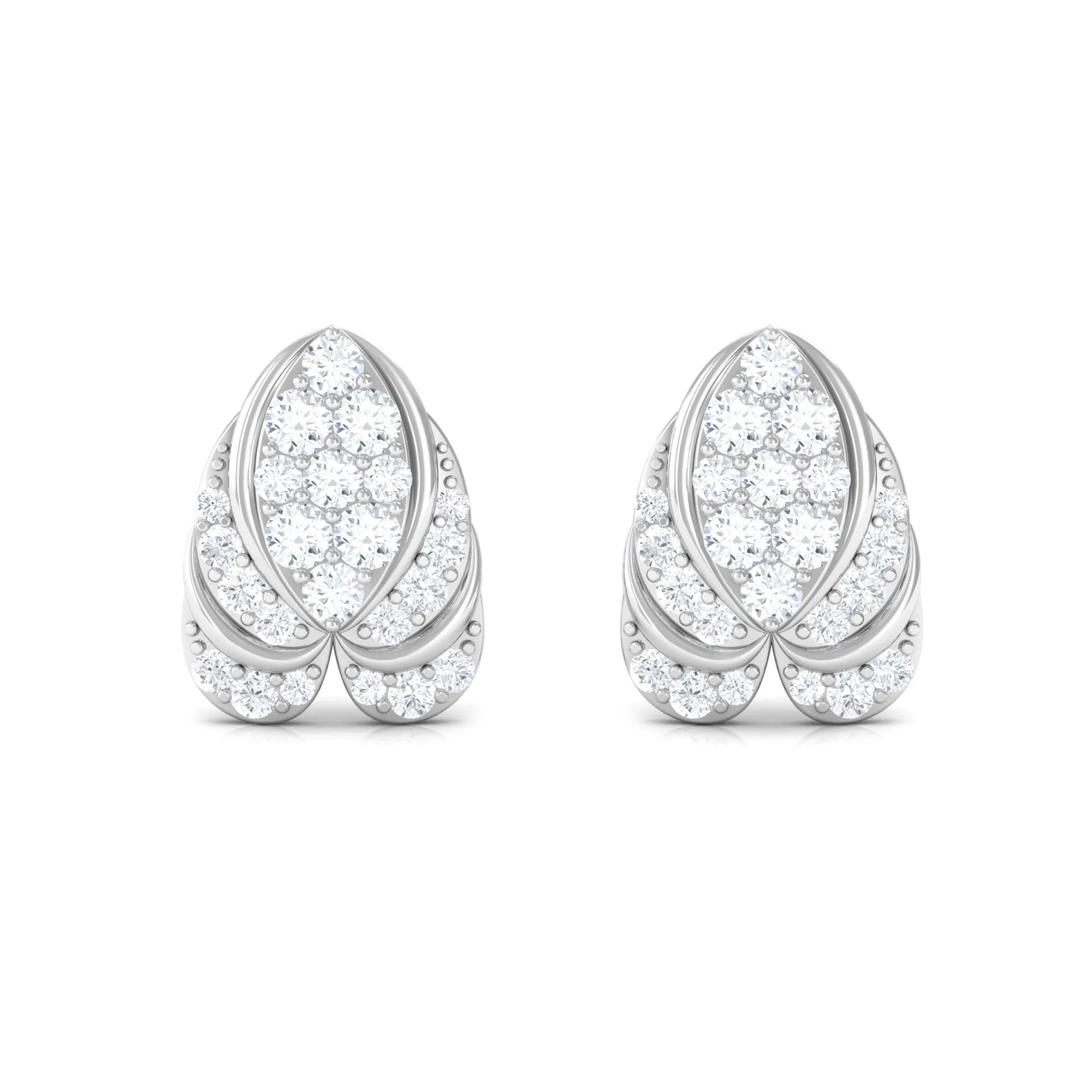 1/2 CT Round Diamond Antique Heart Stud Earrings