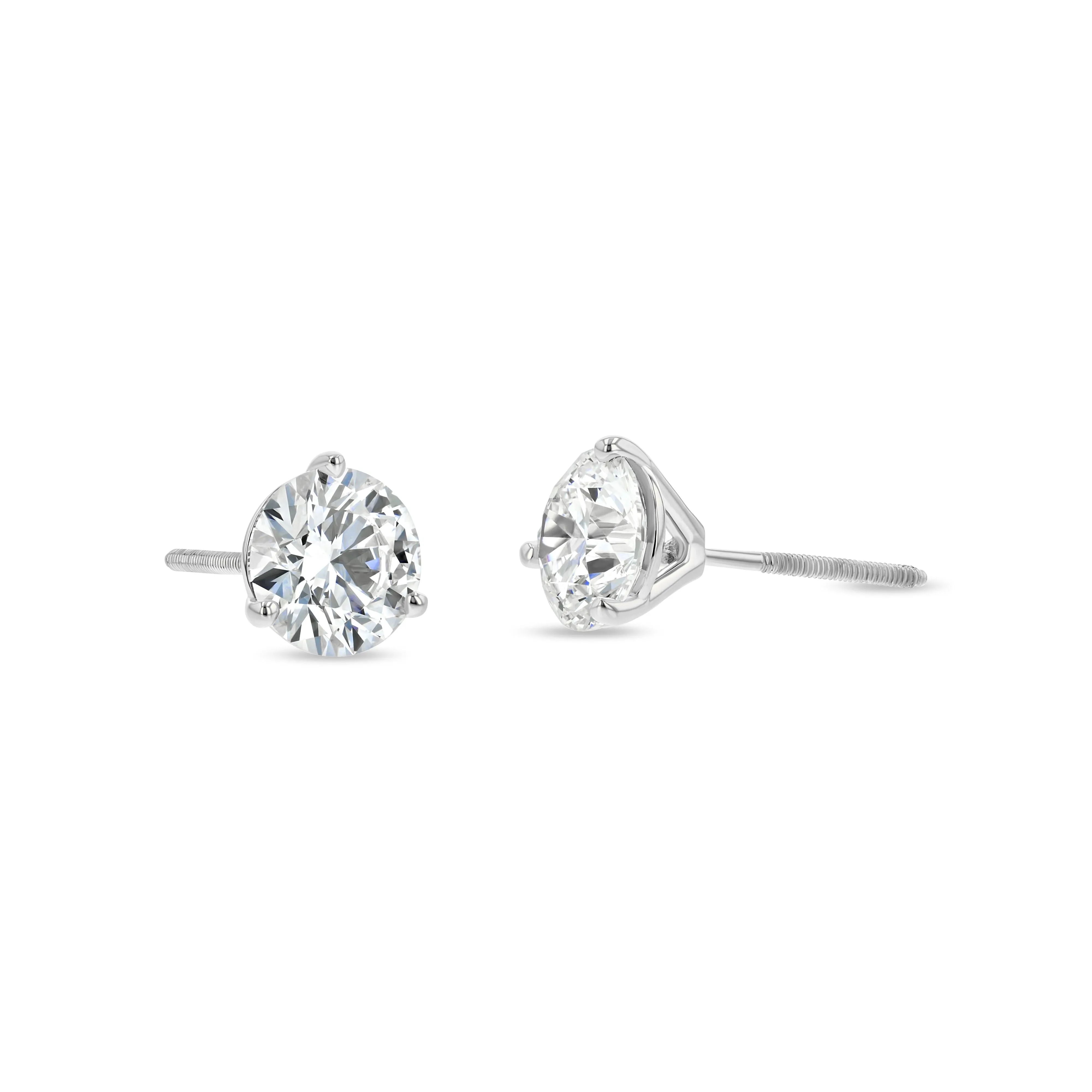 1.25 Carat Total Weight D-F Colorless VS2 Clarity Ideal Cut IGI Certified Lab Created Round Brilliant Diamond Stud Earrings in 14k White Gold 3-Prong Setting