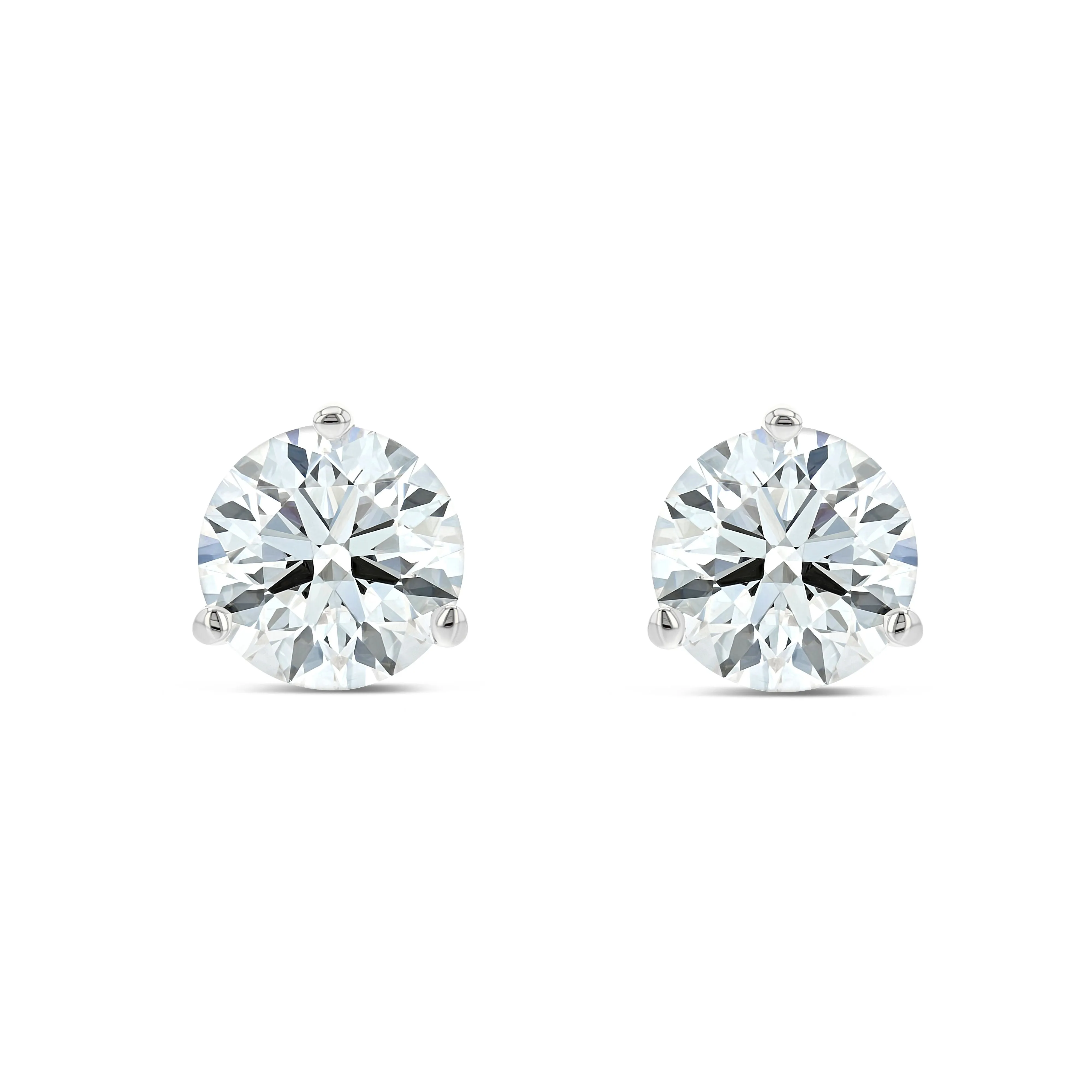 1.25 Carat Total Weight D-F Colorless VS2 Clarity Ideal Cut IGI Certified Lab Created Round Brilliant Diamond Stud Earrings in 14k White Gold 3-Prong Setting