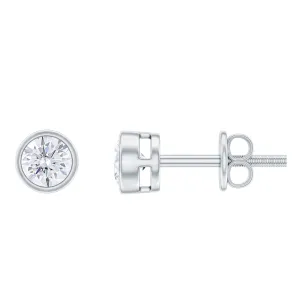 1/4 CT Minimal Moissanite Solitaire Stud Earrings in Bezel Setting