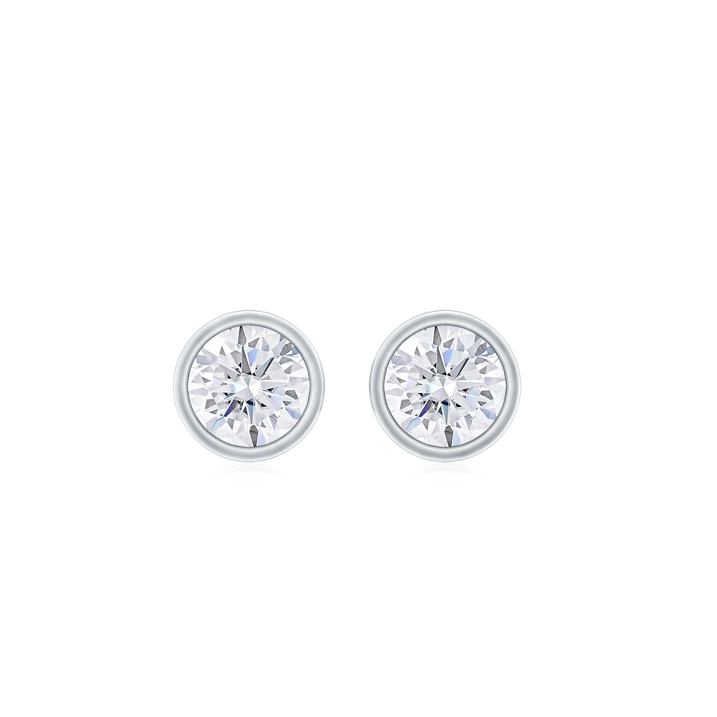 1/4 CT Minimal Moissanite Solitaire Stud Earrings in Bezel Setting