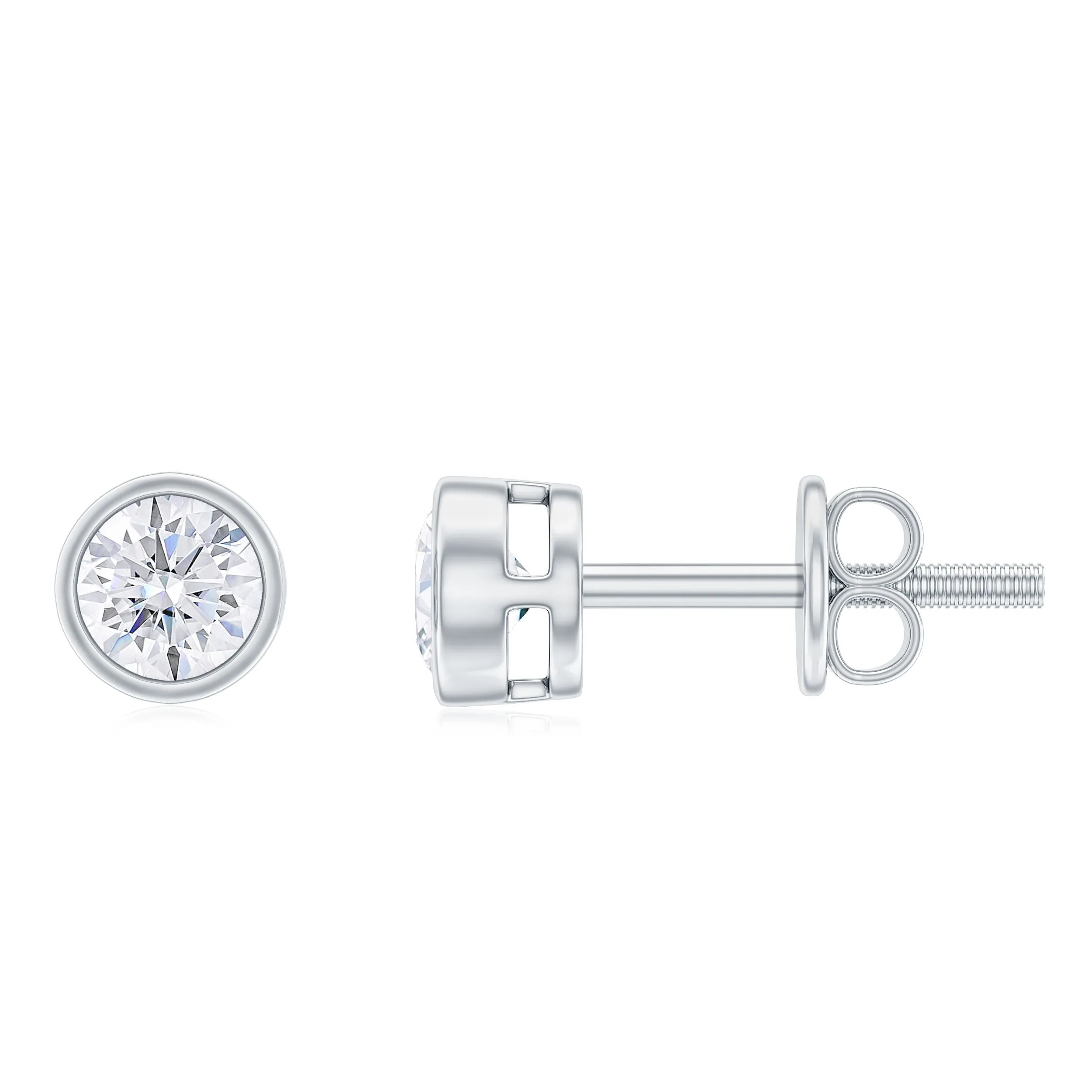 1/4 CT Minimal Moissanite Solitaire Stud Earrings in Bezel Setting