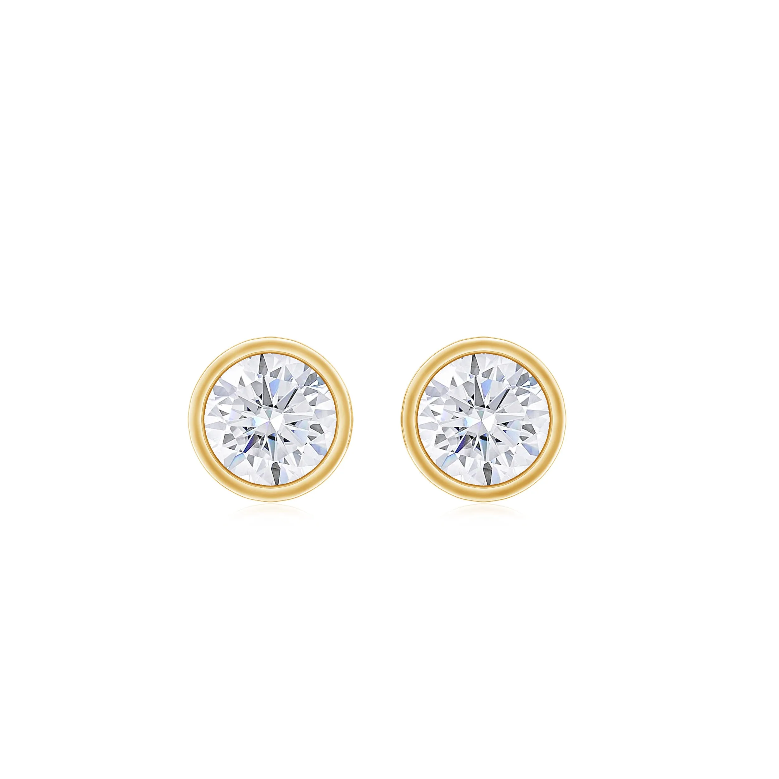 1/4 CT Minimal Moissanite Solitaire Stud Earrings in Bezel Setting