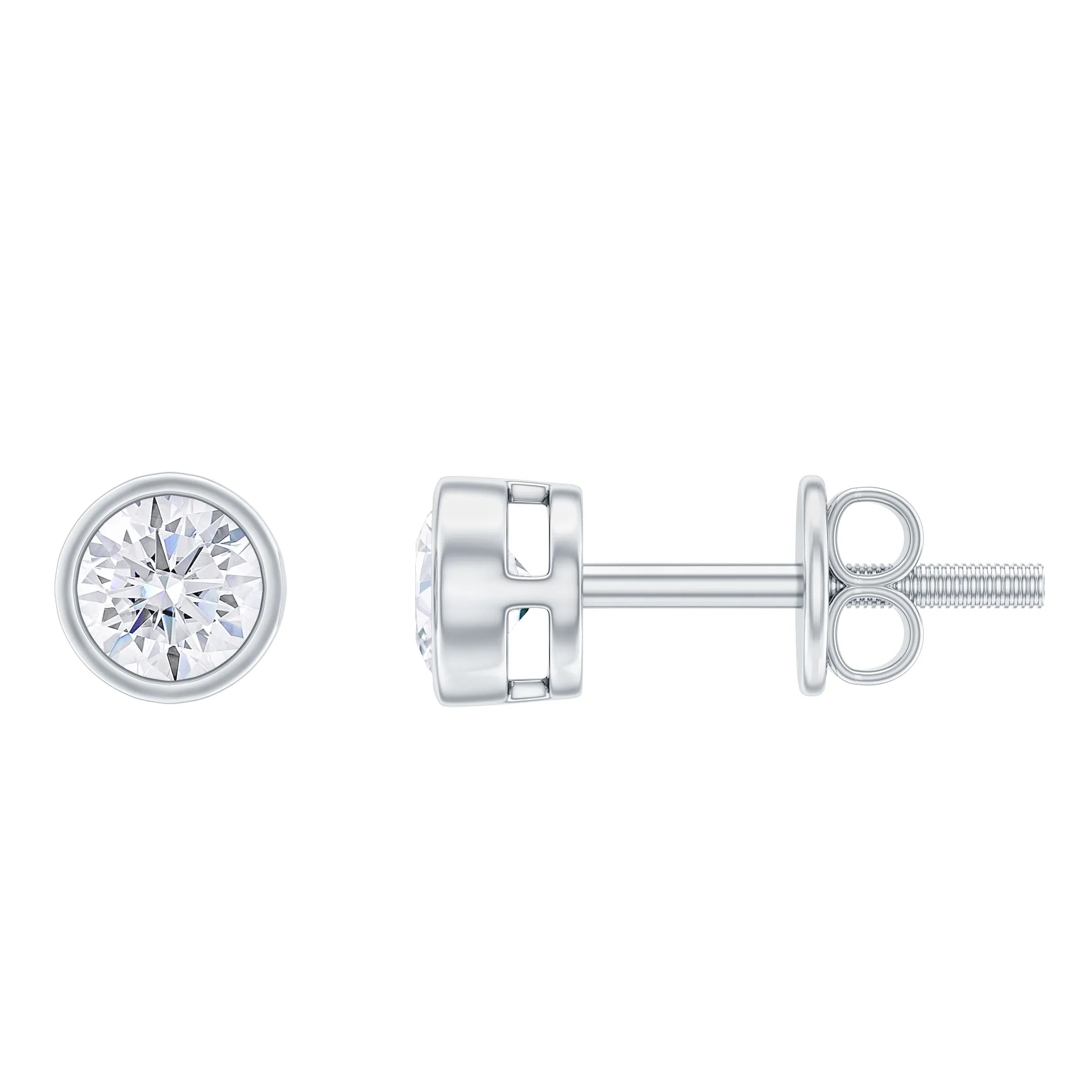 1/4 CT Minimal Moissanite Solitaire Stud Earrings in Bezel Setting