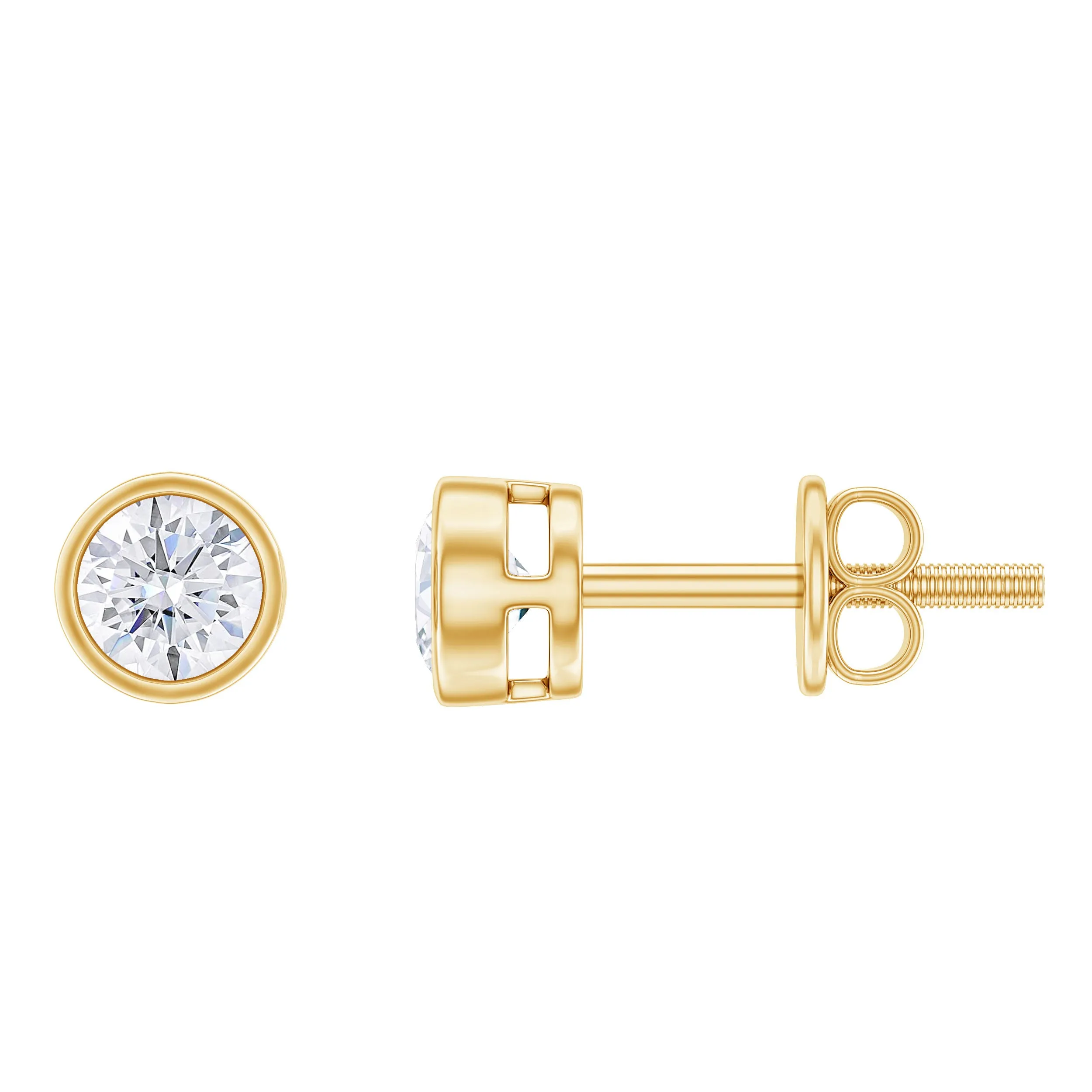 1/4 CT Minimal Moissanite Solitaire Stud Earrings in Bezel Setting