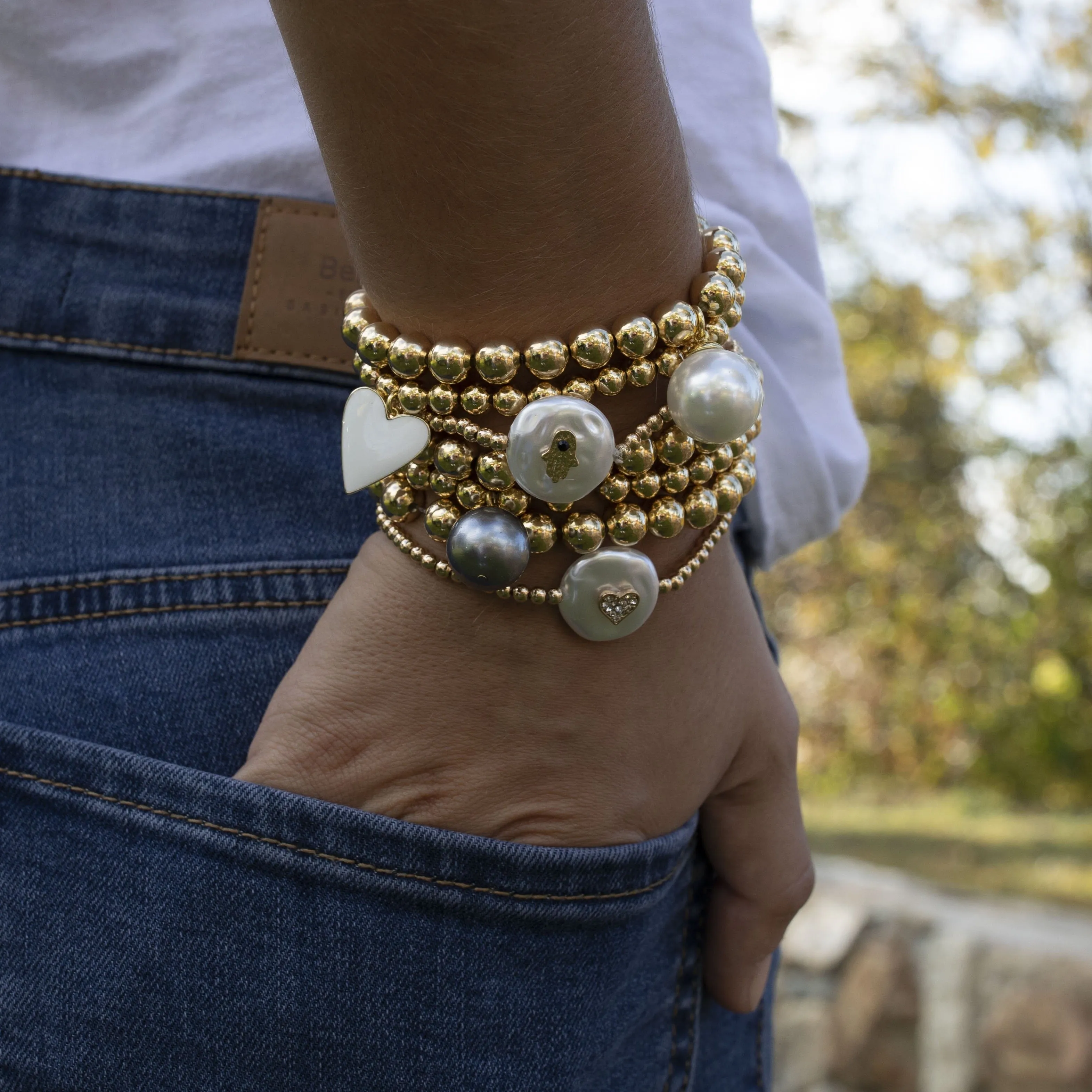 14k Gold Filled Bead Ball Stretch Bracelet By Menagerie