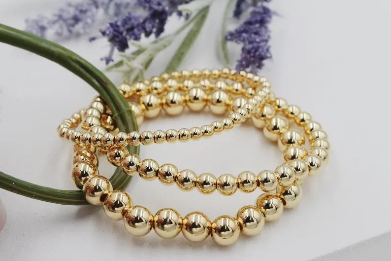 14k Gold Filled Bead Ball Stretch Bracelet By Menagerie