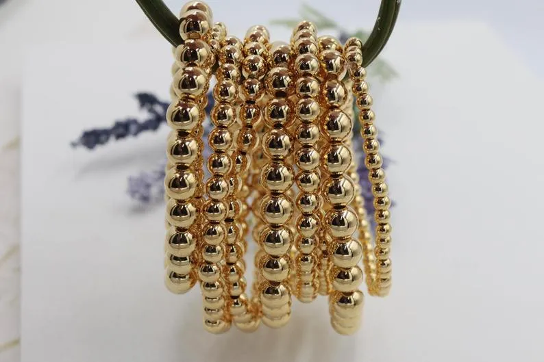 14k Gold Filled Bead Ball Stretch Bracelet By Menagerie