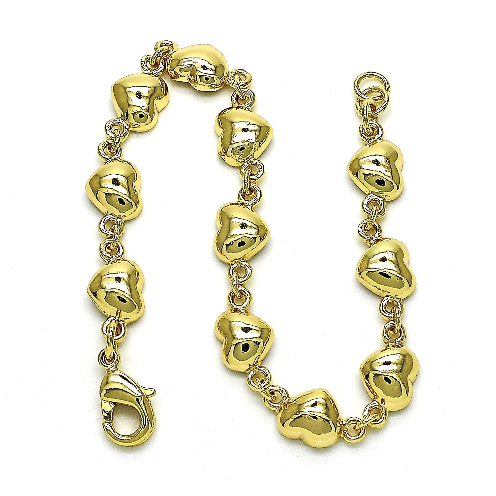 14k Gold Filled High Polish Finsh Cute Heart Bracelet 6.5