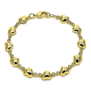 14k Gold Filled High Polish Finsh Cute Heart Bracelet 6.5