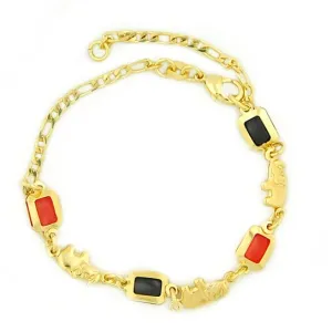 14k Gold Filled link Azabache Bracelet 7.5"
