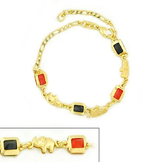 14k Gold Filled link Azabache Bracelet 7.5"