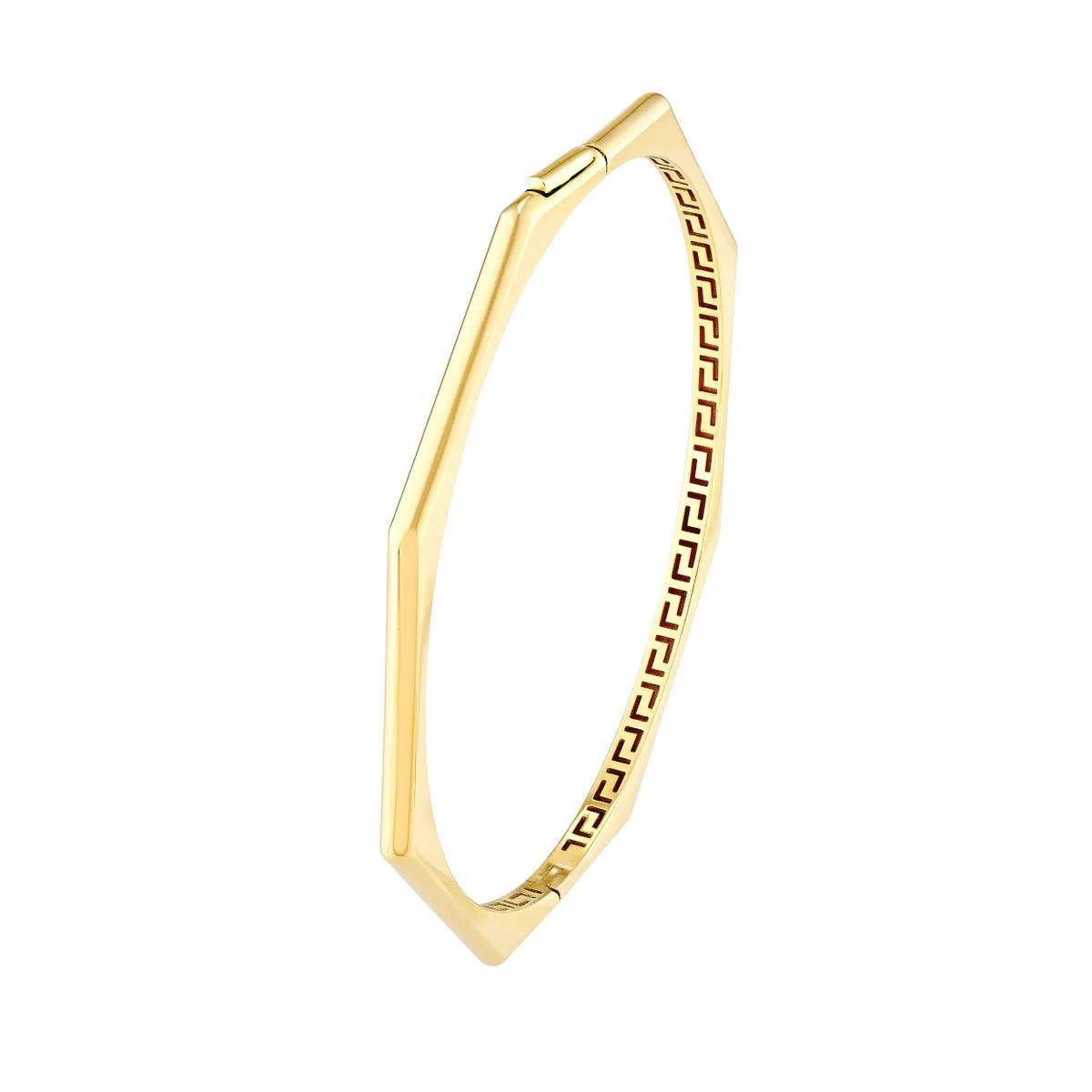 14K Gold Geometric Octagon Bangle Bracelet