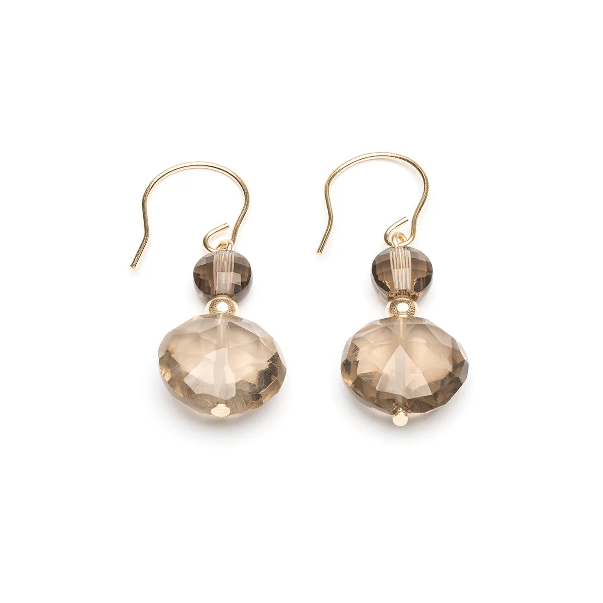14k Gold Smokey Quartz Earrings