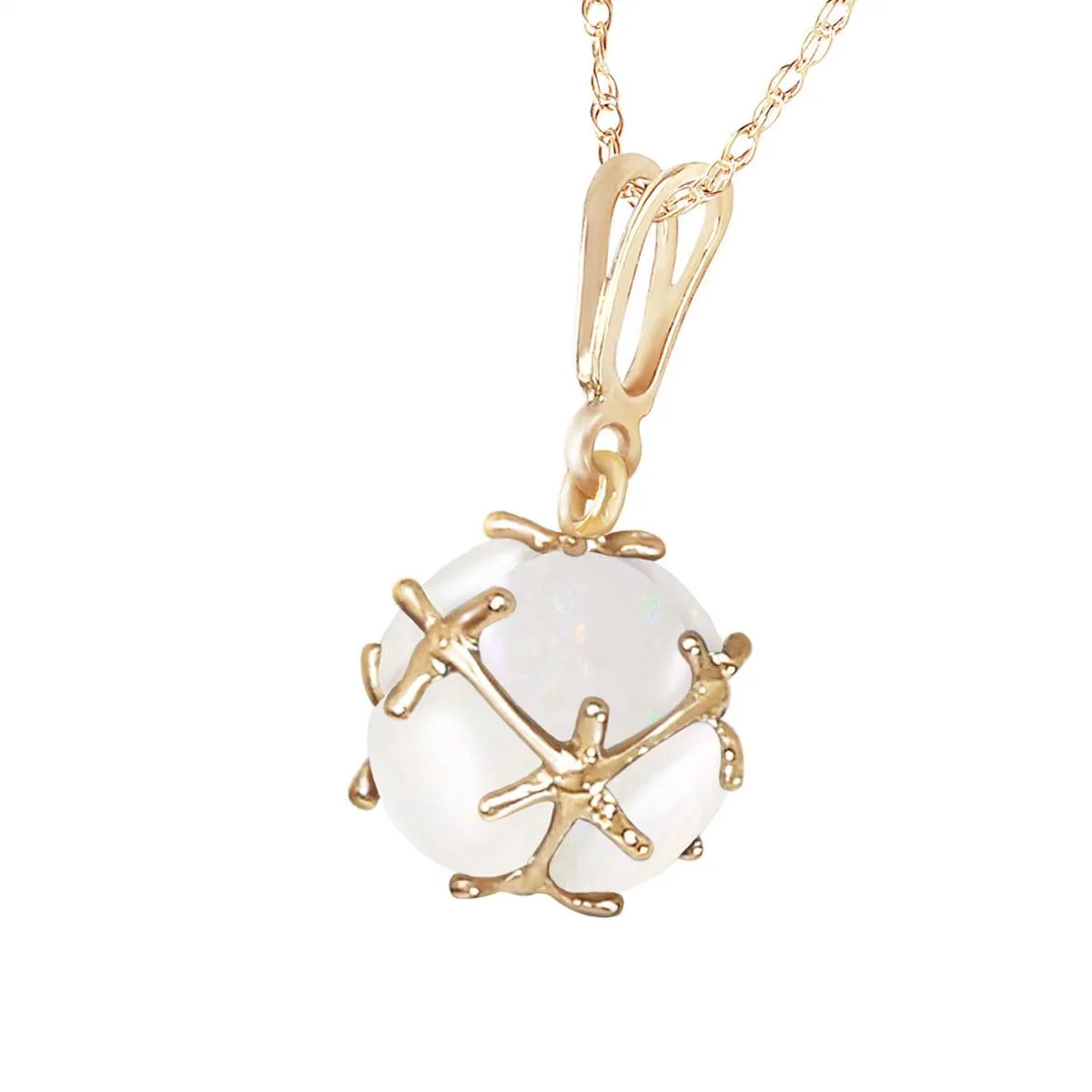 14K Solid Yellow Gold Necklace w/ Natural Opals
