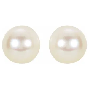 14K White 6 mm Cultured White Akoya Pearl Earrings