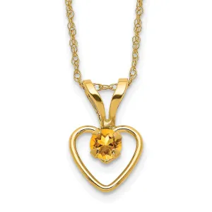 14k Yellow Gold Citrine Heart Necklace