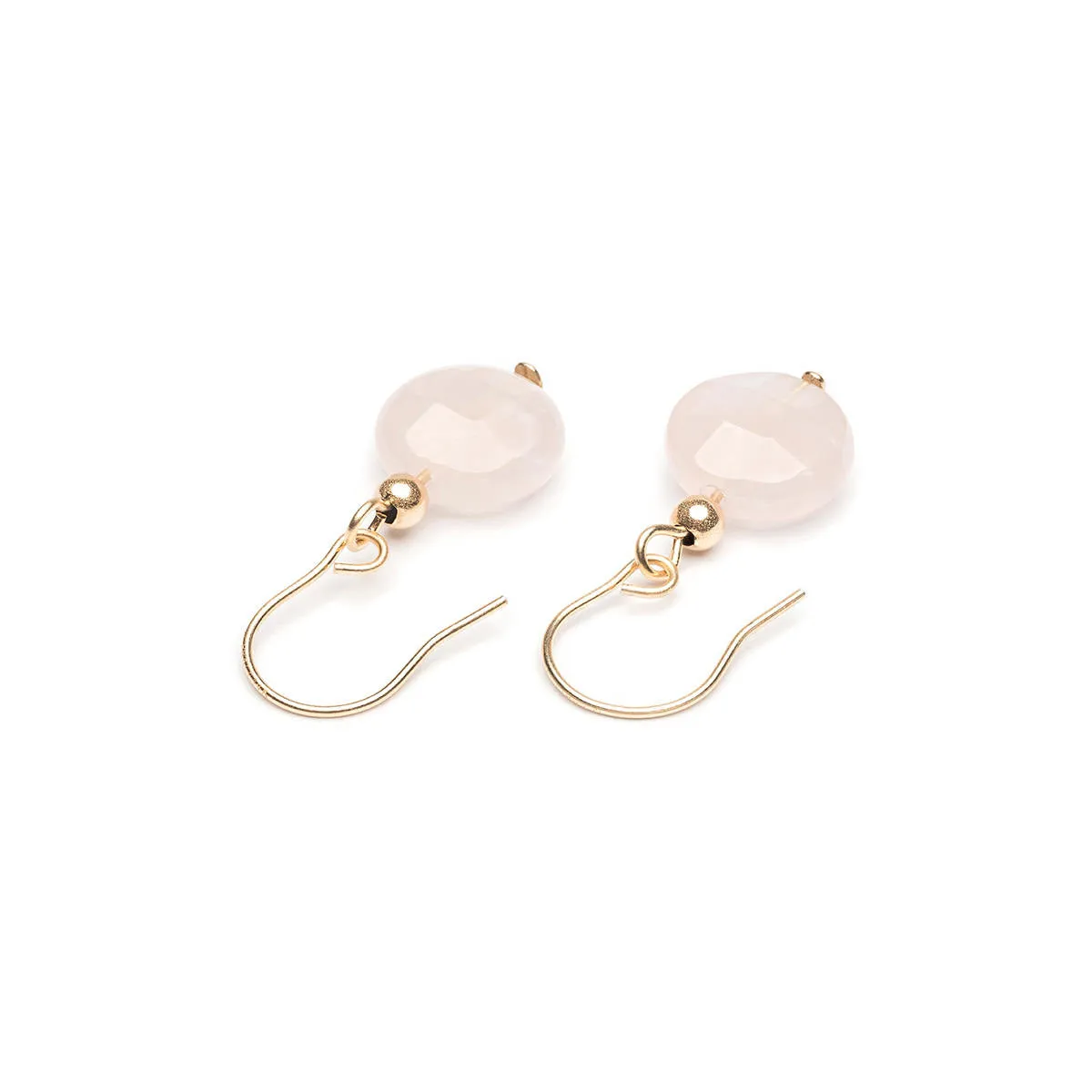 14k Yellow Gold Rose Quartz Earrings