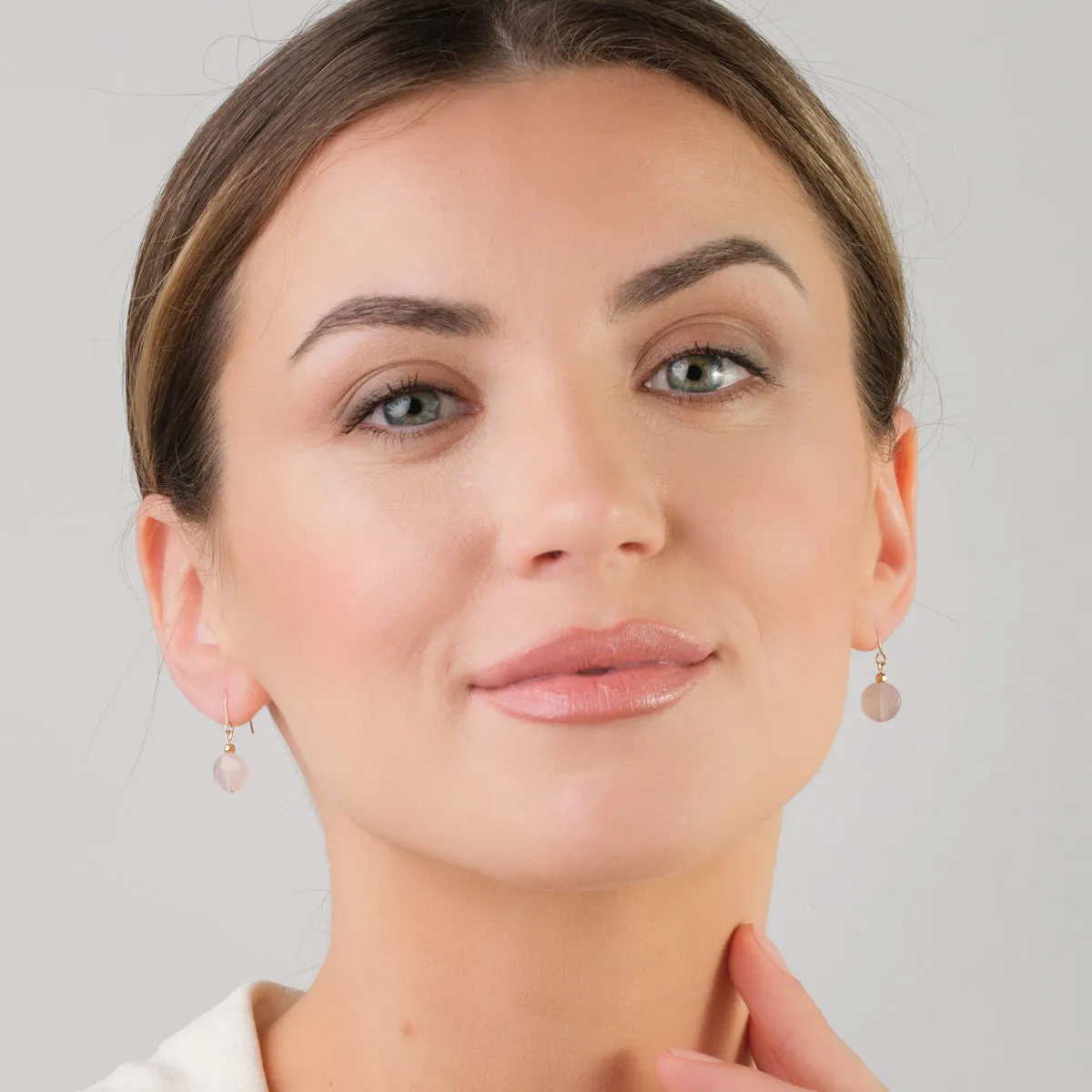 14k Yellow Gold Rose Quartz Earrings