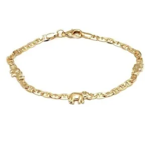 18k Gold Filled Mariner Link Elephant Bracelet 8''