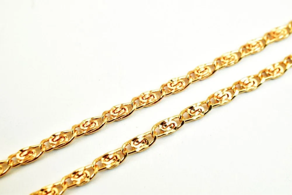 18K Pinky Gold Filled Look, EP Chain Width 2mm Thickness 1mm Gold-Filled finding for Gold Filled Look, Jewelry Making Sold by Foot PGF02