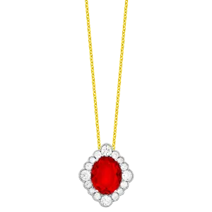 18K White Fire Opal and Natural Diamond 17 inch Necklace