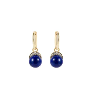 18K Yellow Gold Mala Drops with Lapis Lazuli & Diamonds