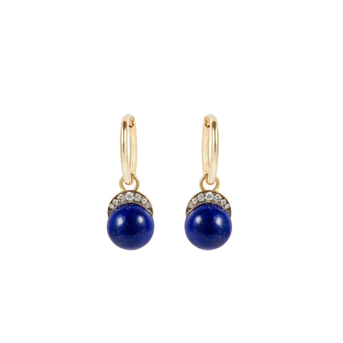 18K Yellow Gold Mala Drops with Lapis Lazuli & Diamonds