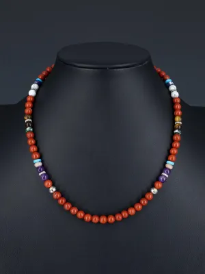 18" Navajo Red Jasper Single Strand Beaded Necklace